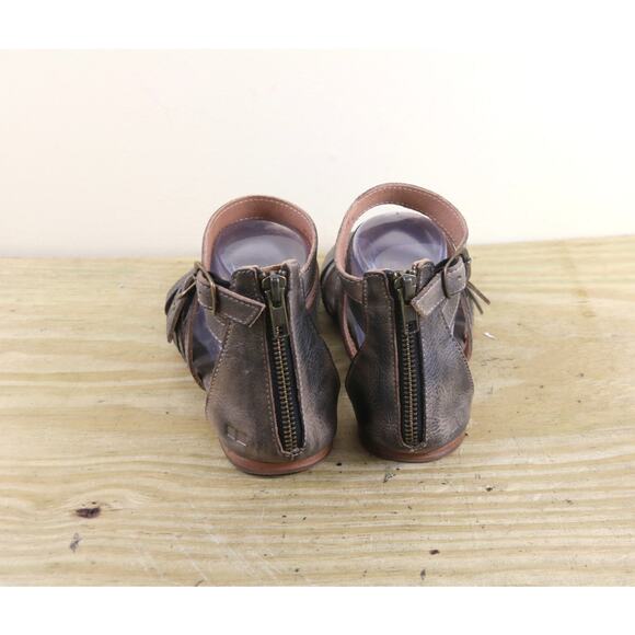 Bed Stu Sandals 7 Gray Leather Cafe Latte Rustic Miya Gladiator Shoes Boho - Picture 3 of 12